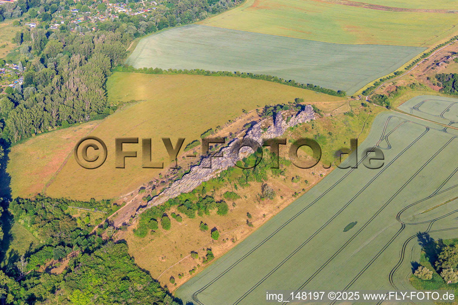 Devil's Wall (Königstein) in the district Weddersleben in Thale in the state Saxony-Anhalt, Germany from the plane