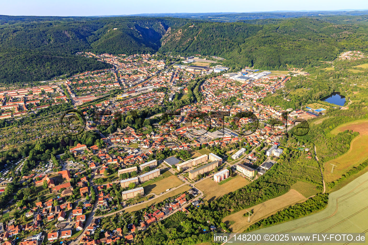 City view from the north in Thale in the state Saxony-Anhalt, Germany