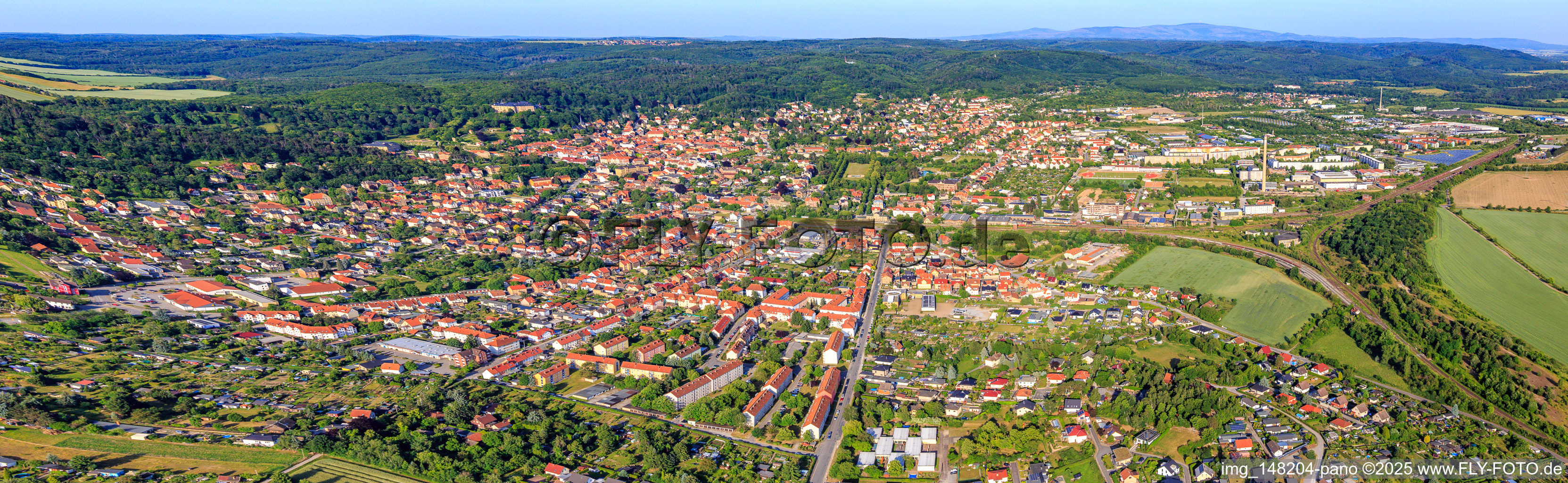 Panorama city view from the east in Blankenburg in the state Saxony-Anhalt, Germany