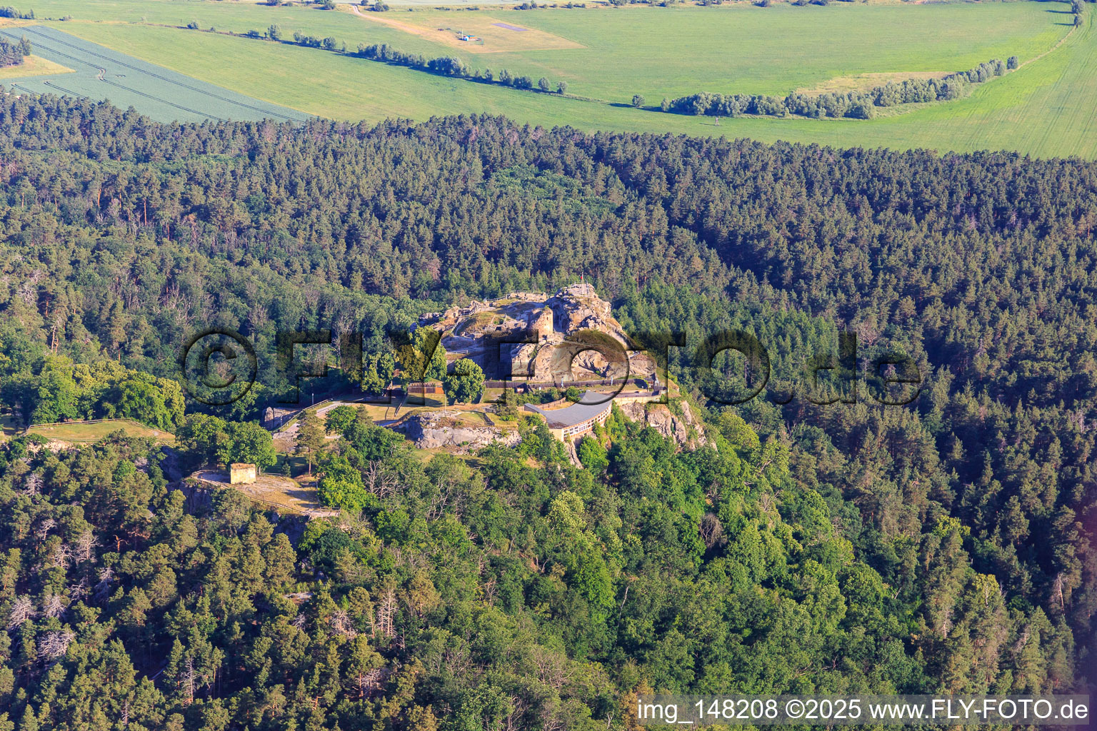 Regenstein Castle and Fortress in Blankenburg in the state Saxony-Anhalt, Germany viewn from the air