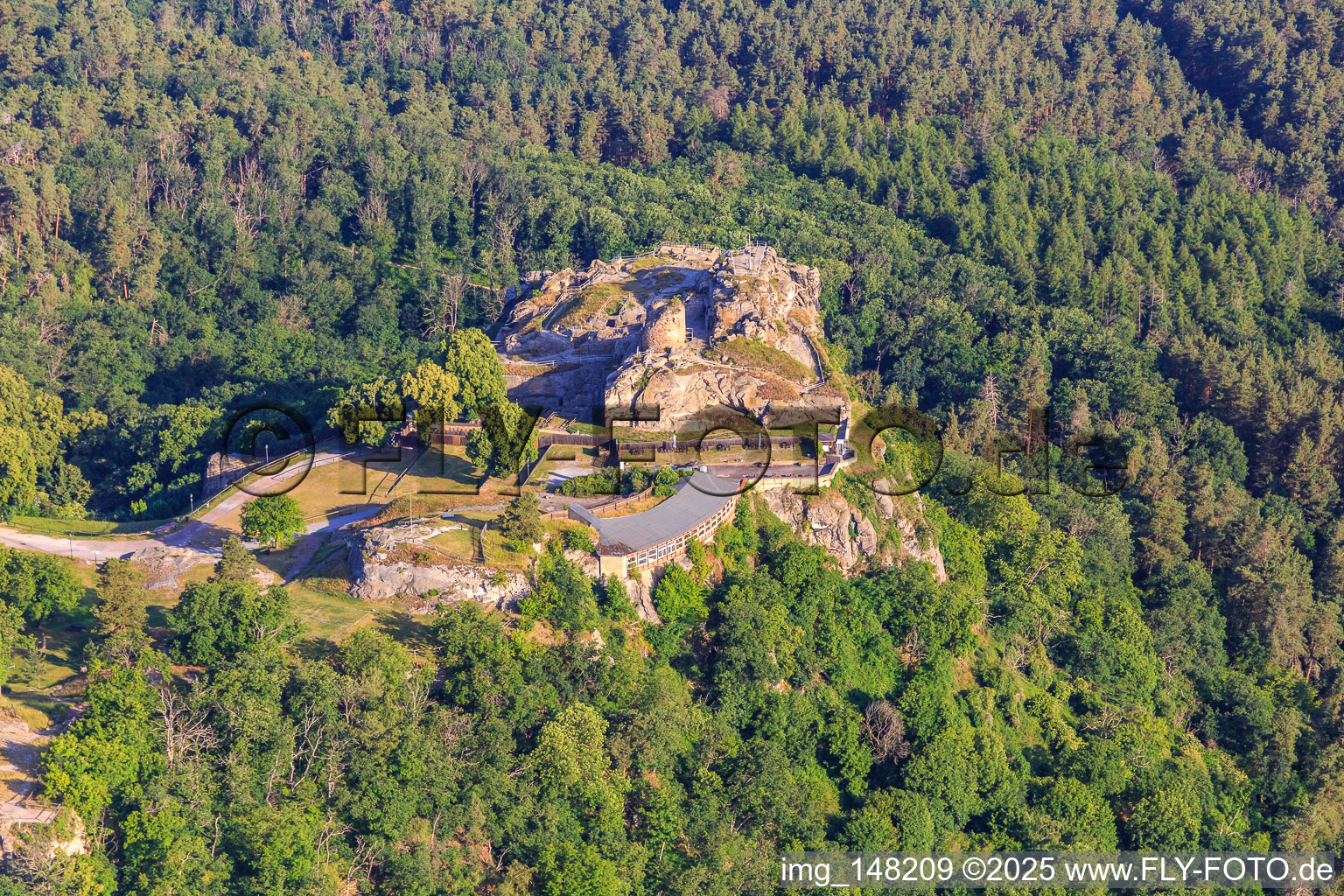 Drone recording of Regenstein Castle and Fortress in Blankenburg in the state Saxony-Anhalt, Germany