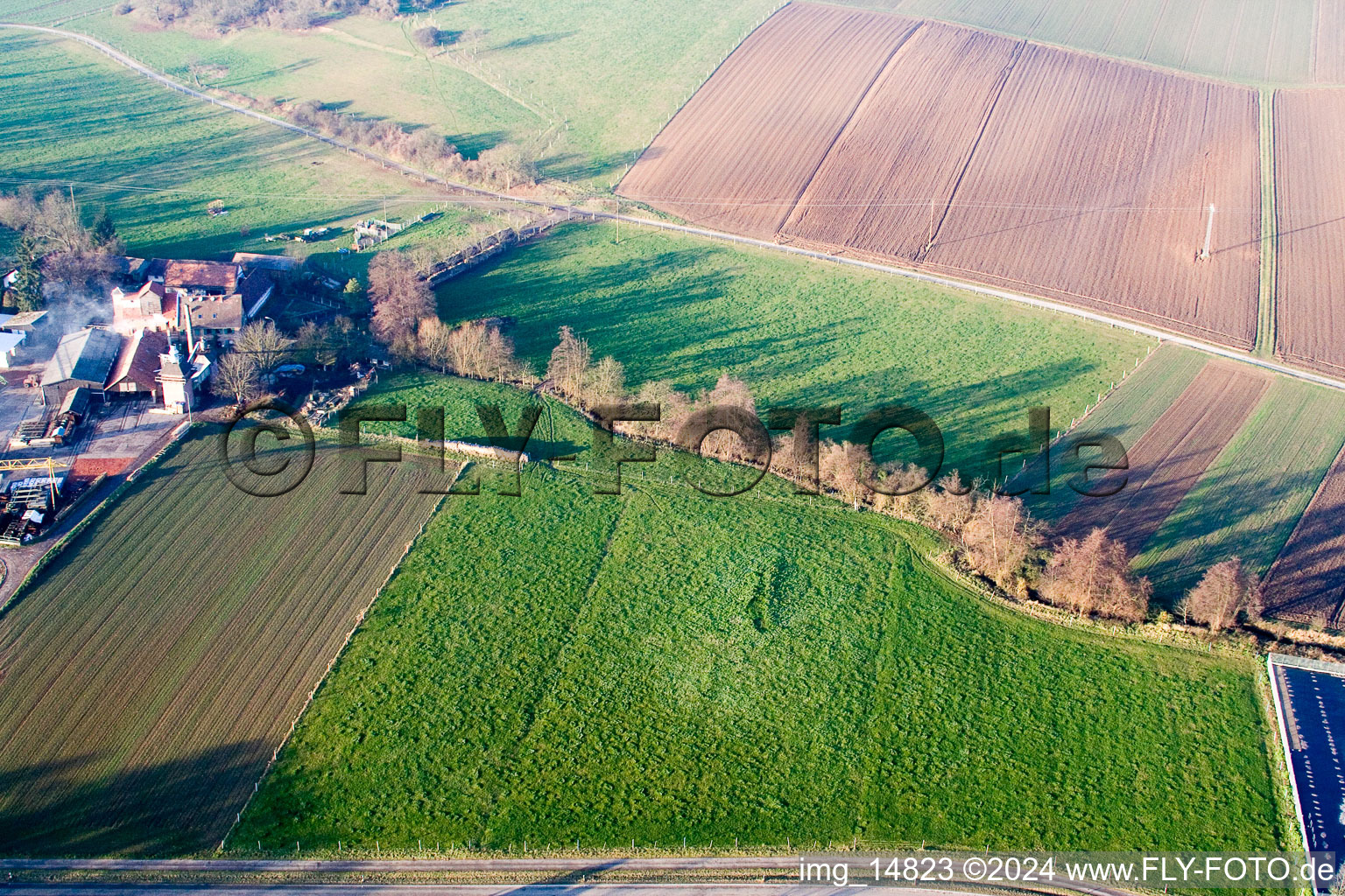 Drone recording of Schaidter mill in the district Schaidt in Wörth am Rhein in the state Rhineland-Palatinate, Germany