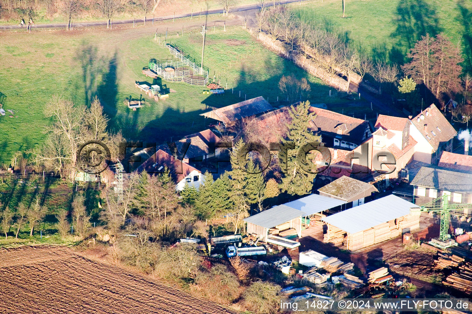 Schaidt Mill in the district Schaidt in Wörth am Rhein in the state Rhineland-Palatinate, Germany from the drone perspective