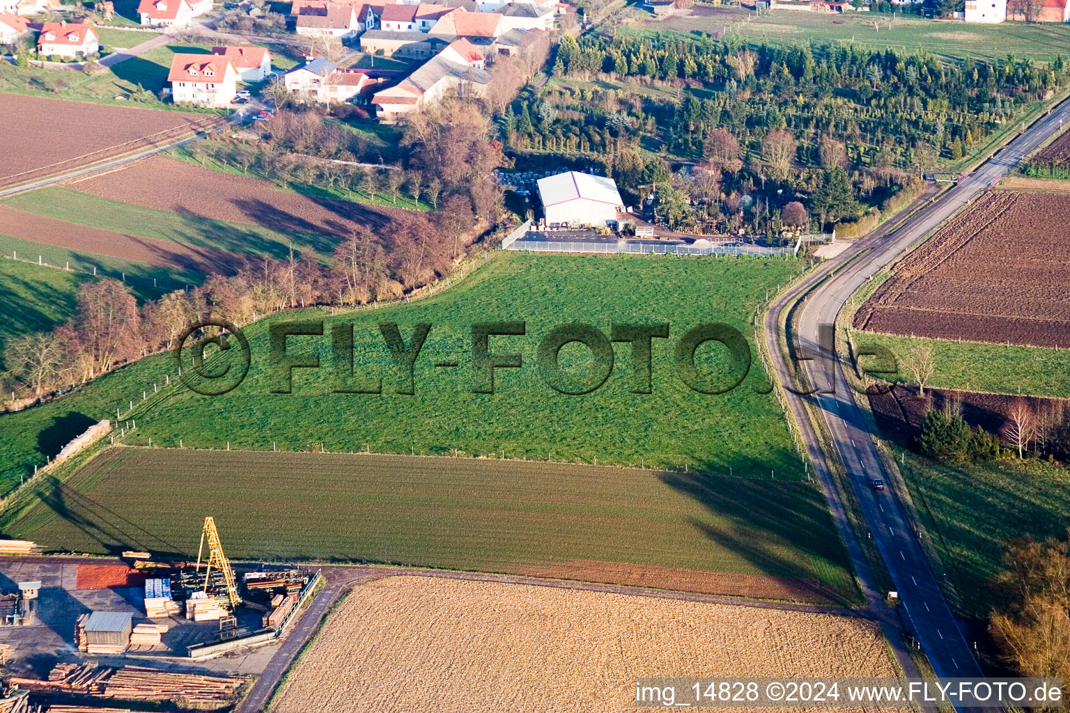 Schaidt Mill in the district Schaidt in Wörth am Rhein in the state Rhineland-Palatinate, Germany from a drone