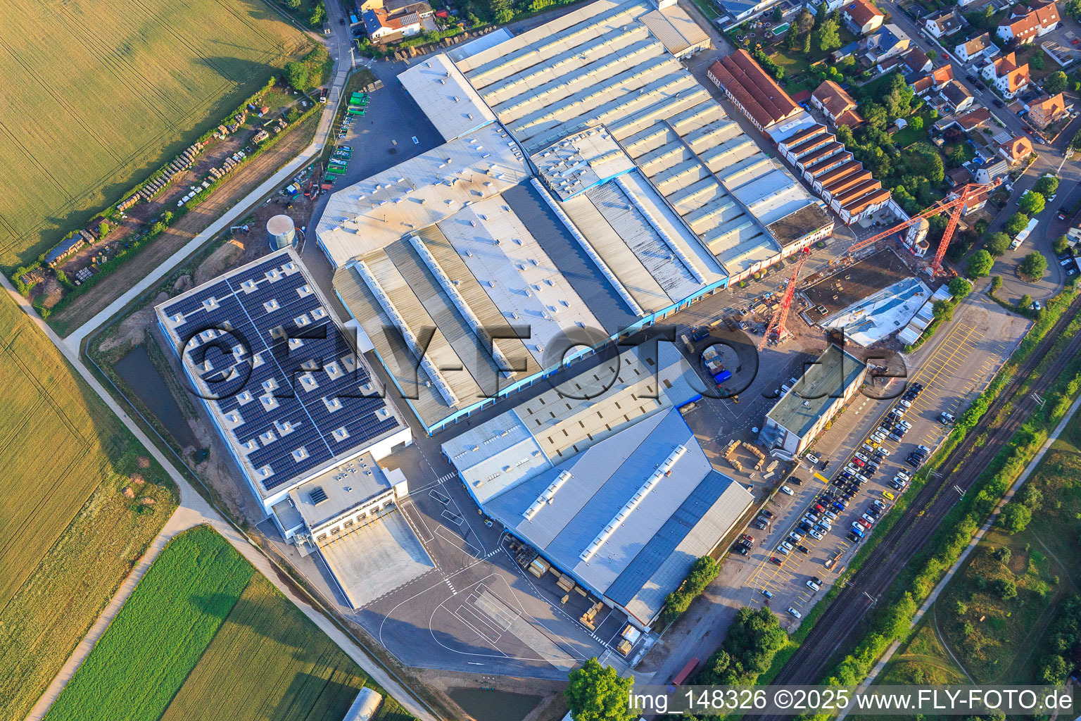 Aerial view of Kardex Remstar company premises in Bellheim in the state Rhineland-Palatinate, Germany
