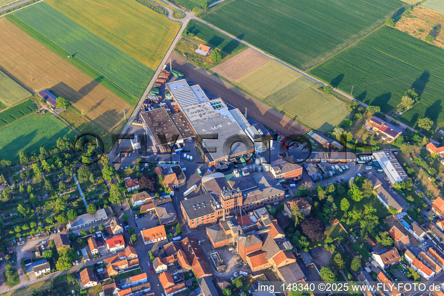 BELLHEIMER BREWERY - PARK & Bellheimer Breweries GmbH & Co. KG in Bellheim in the state Rhineland-Palatinate, Germany viewn from the air