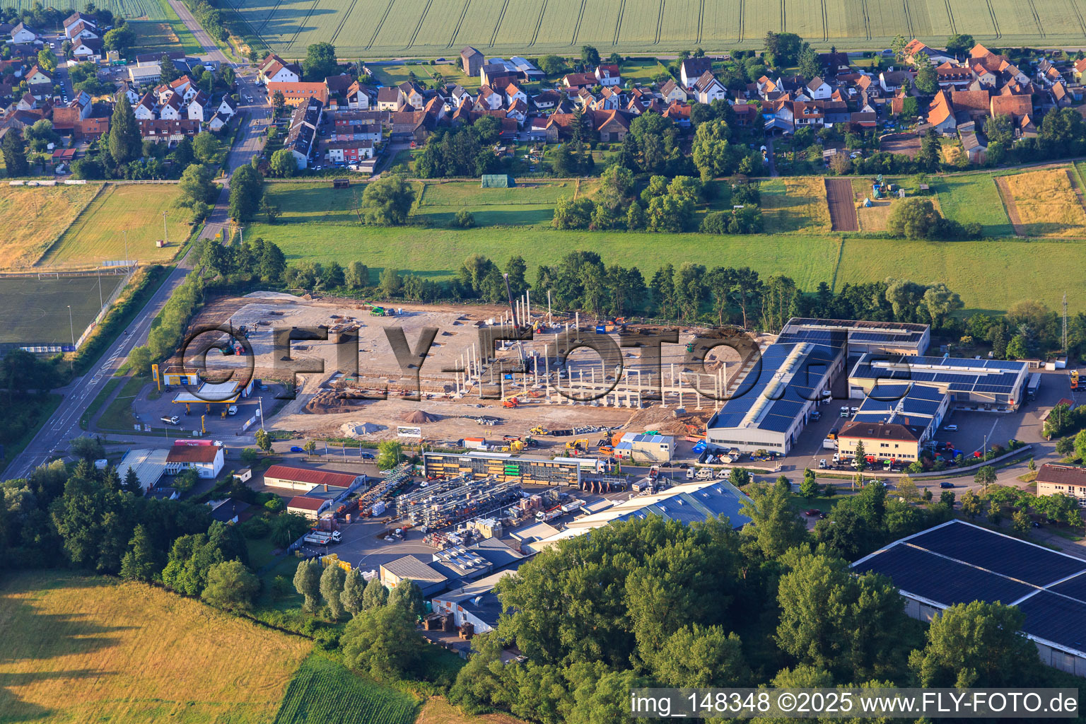 Construction site of the new logistics park of HANSAINVEST and DFI-Real-Estate Kandel after demolition of the OBI market in the district Minderslachen in Kandel in the state Rhineland-Palatinate, Germany