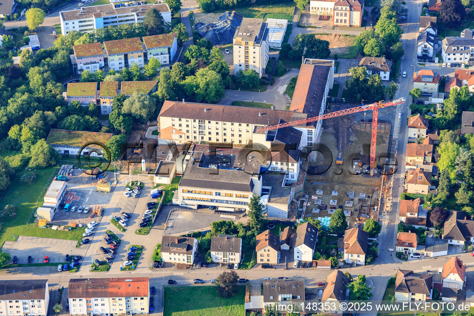 Construction site for the expansion of the Asklepios Südpfalzklinik Kandel in Kandel in the state Rhineland-Palatinate, Germany