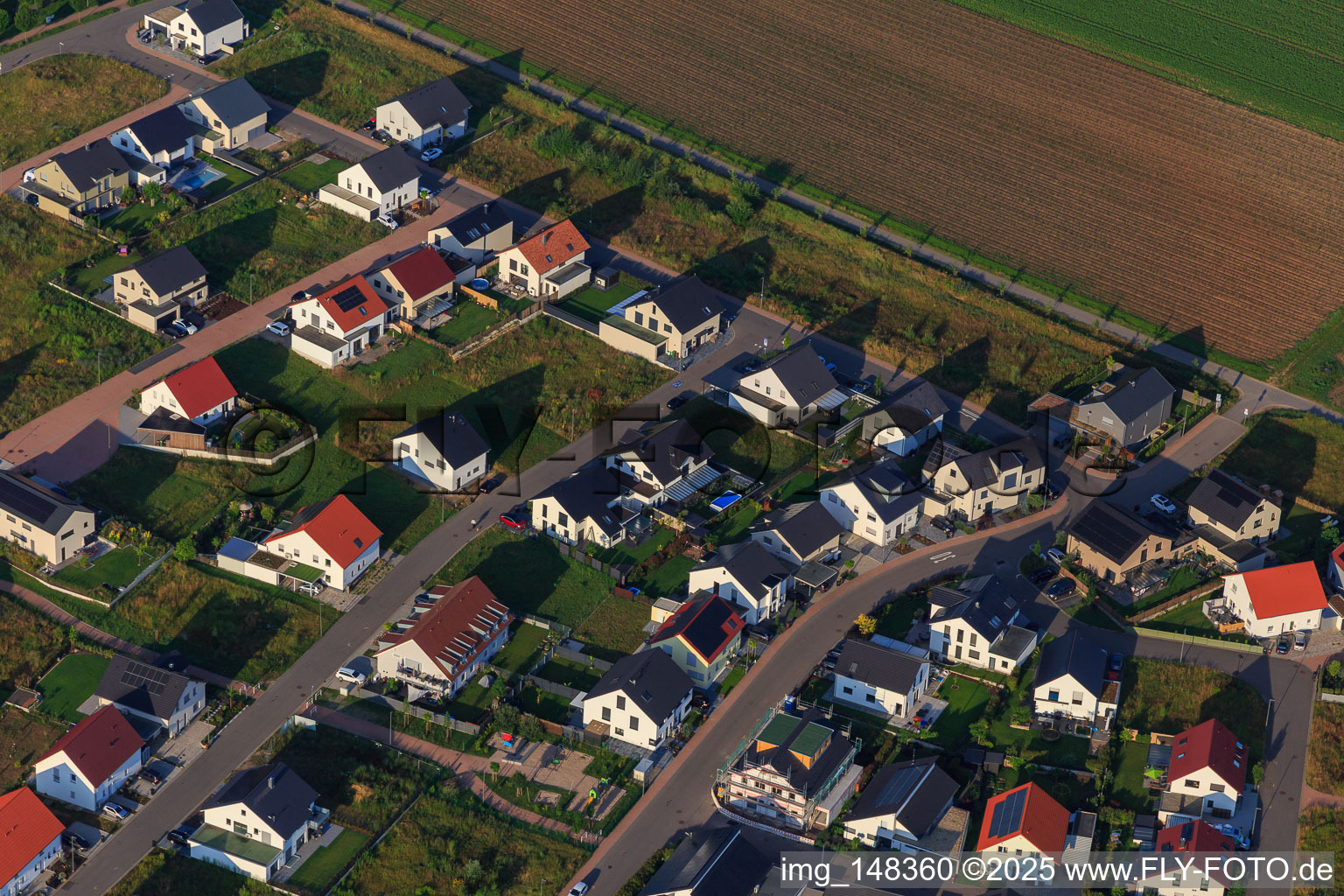 Aerial view of New development area K2 in Kandel in the state Rhineland-Palatinate, Germany