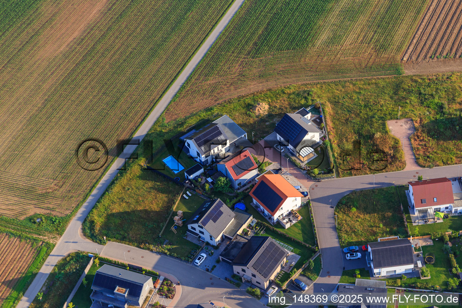 New development area K2 in Kandel in the state Rhineland-Palatinate, Germany from the plane