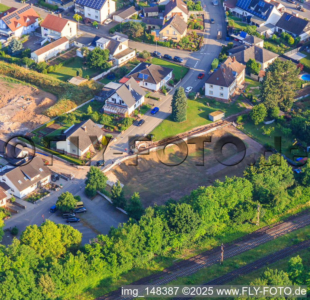 Excavation pit for rainwater retention basin at Bahnhofstr in Winden in the state Rhineland-Palatinate, Germany