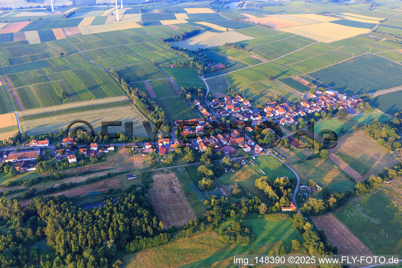 Aerial photograpy of Village view from the north in Hergersweiler in the state Rhineland-Palatinate, Germany