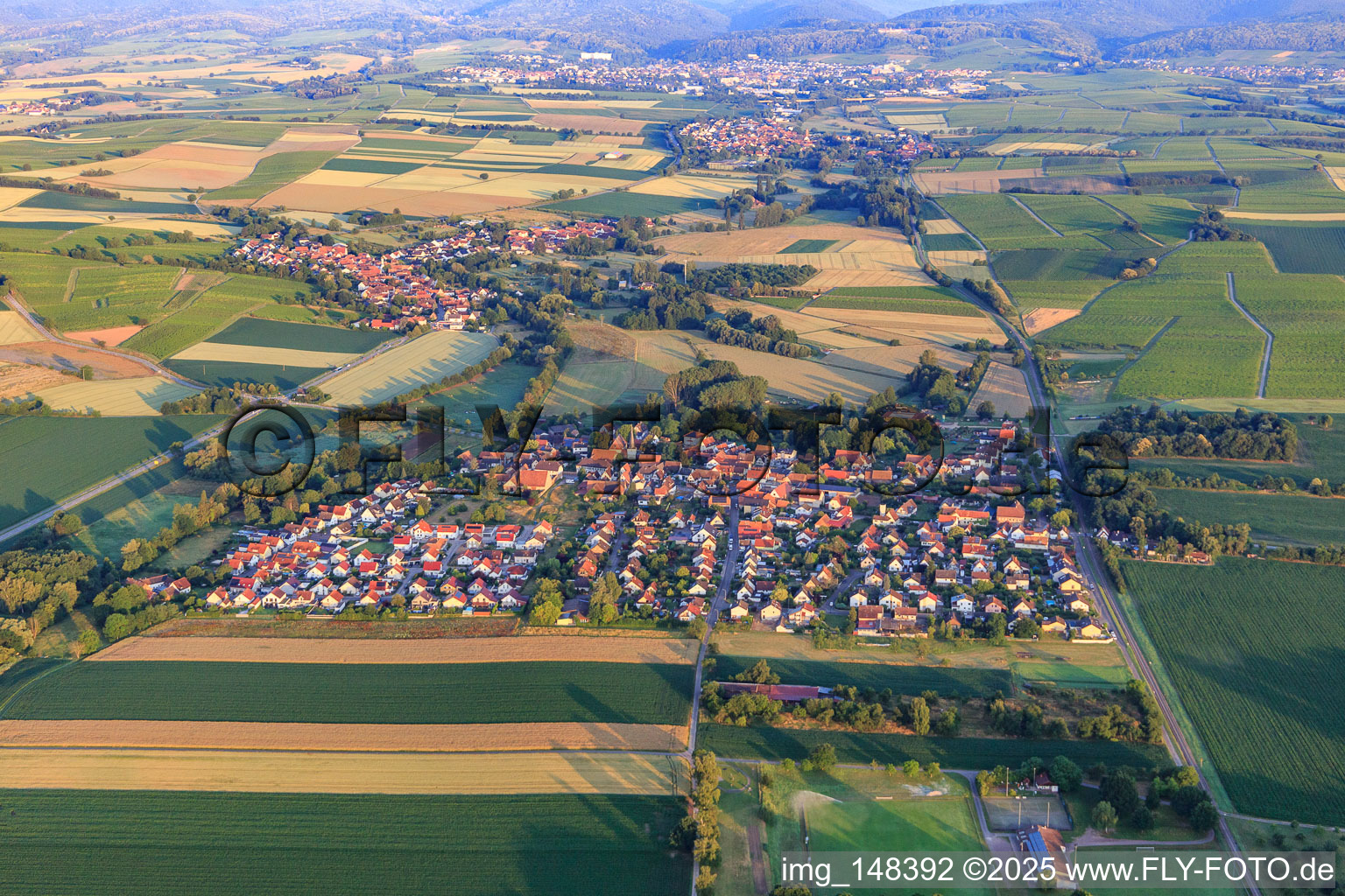Oblique view of Village view from the east in Barbelroth in the state Rhineland-Palatinate, Germany