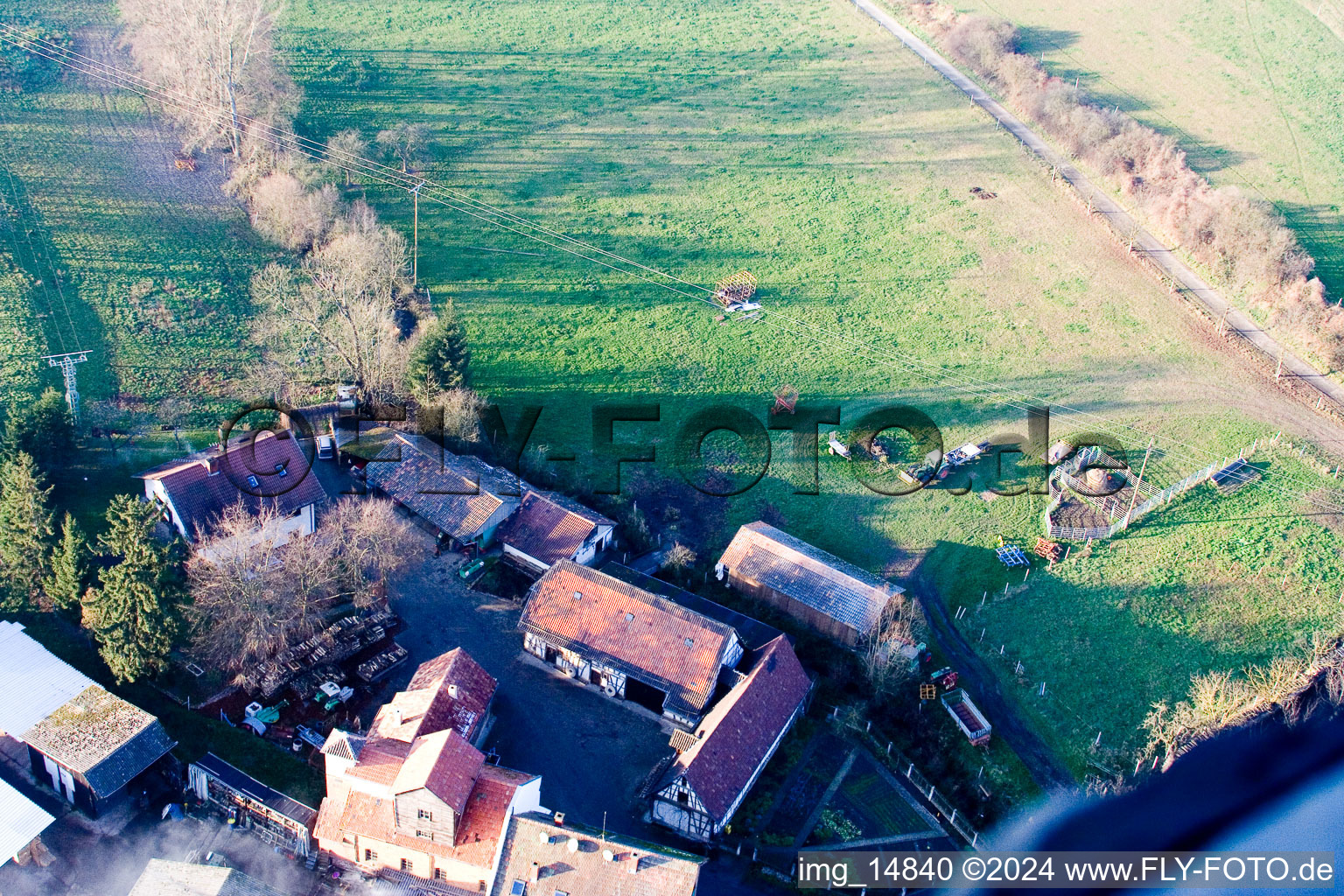 Schaidter mill in the district Schaidt in Wörth am Rhein in the state Rhineland-Palatinate, Germany from the plane