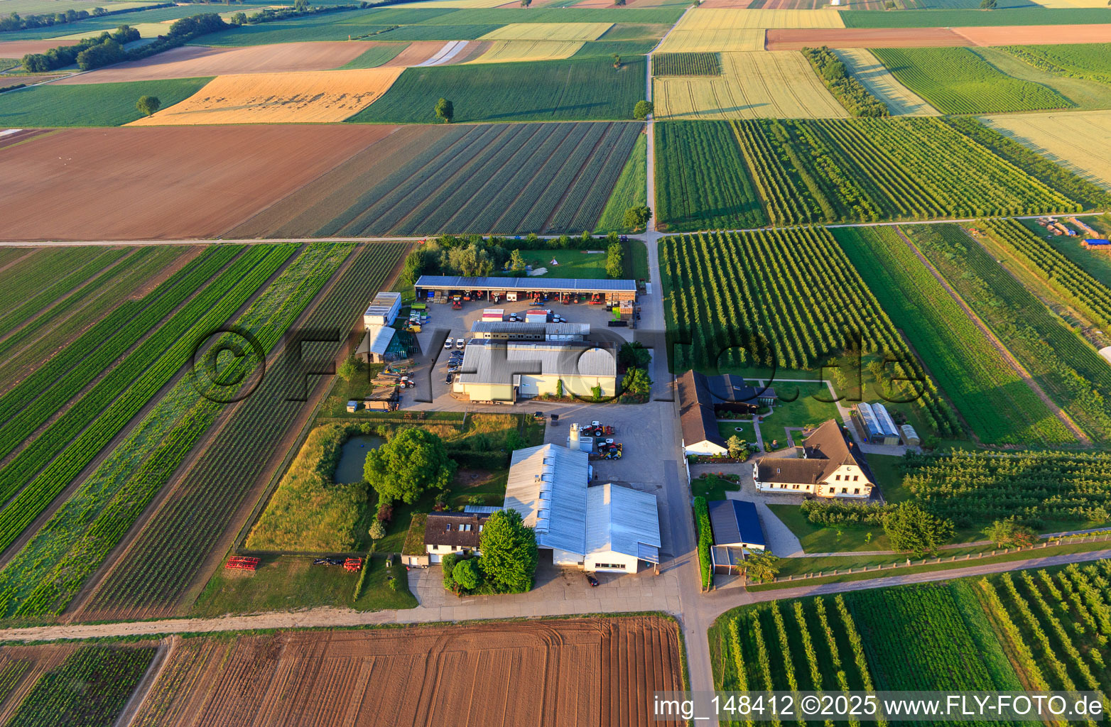 Bird's eye view of Farmer's Garden in Winden in the state Rhineland-Palatinate, Germany