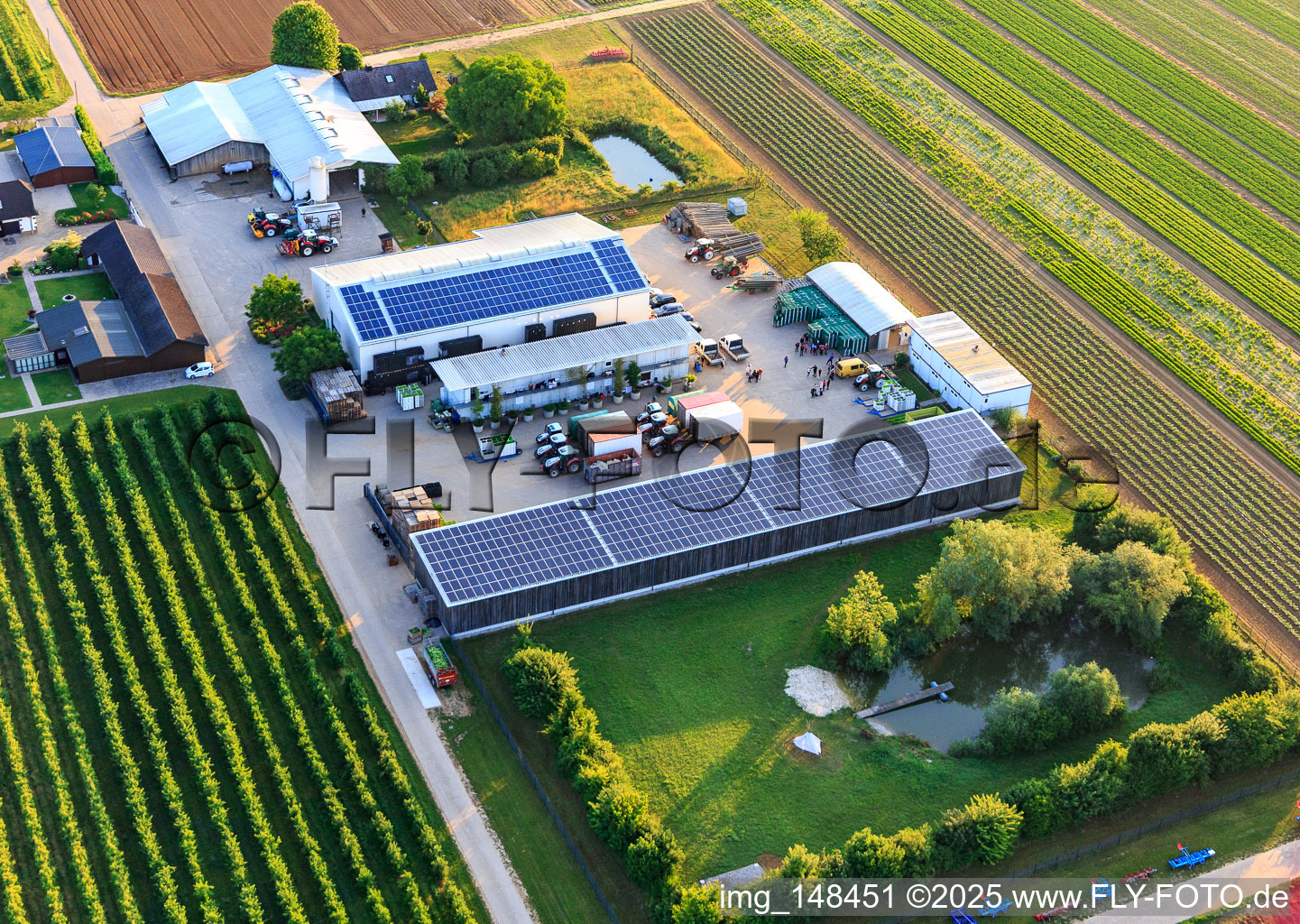 Aerial view of Farmer's Garden in Winden in the state Rhineland-Palatinate, Germany