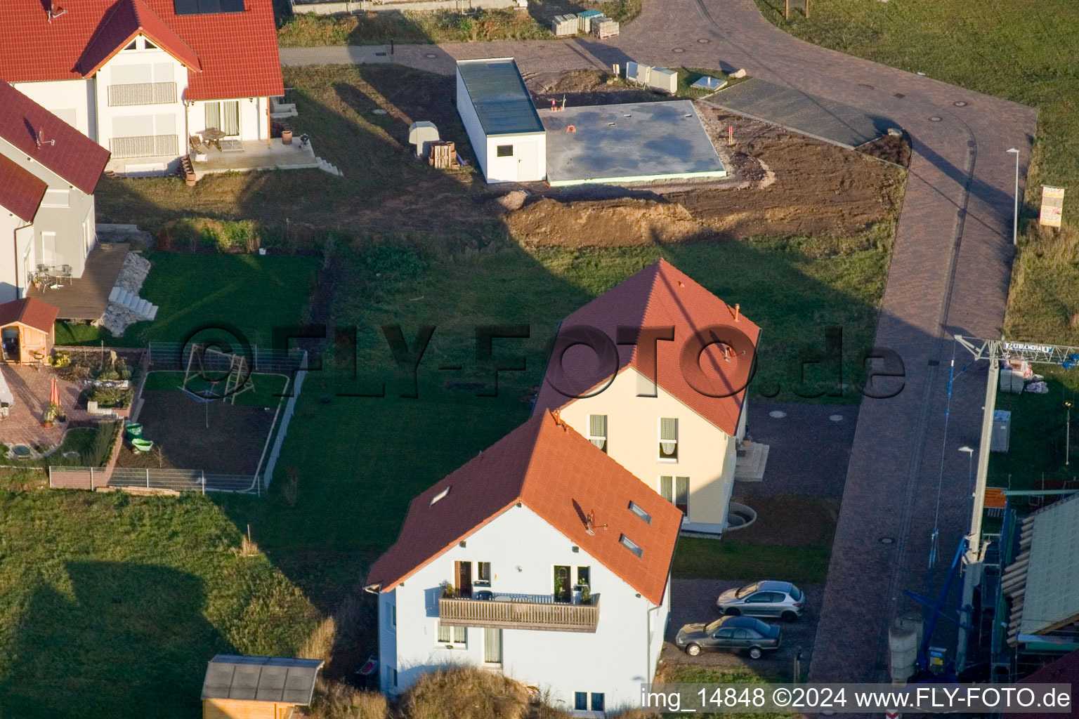 Drone image of District Schaidt in Wörth am Rhein in the state Rhineland-Palatinate, Germany