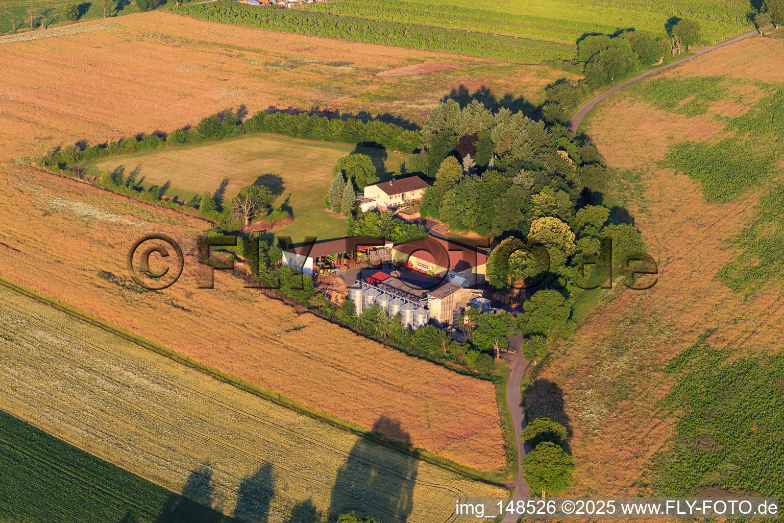 Aerial view of Resettler farm in Dörrenbach in the state Rhineland-Palatinate, Germany