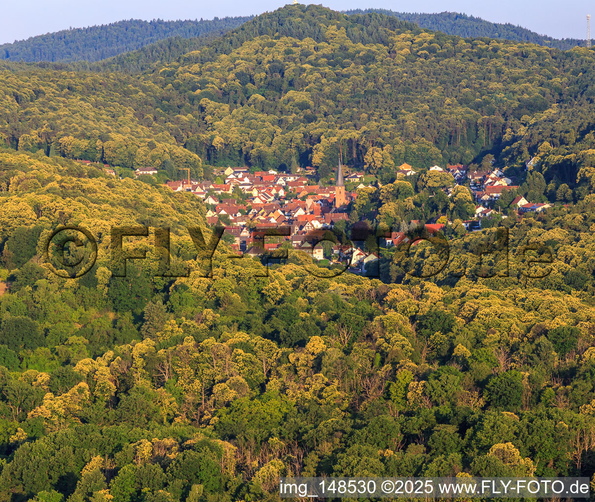 Village view from the east in Dörrenbach in the state Rhineland-Palatinate, Germany