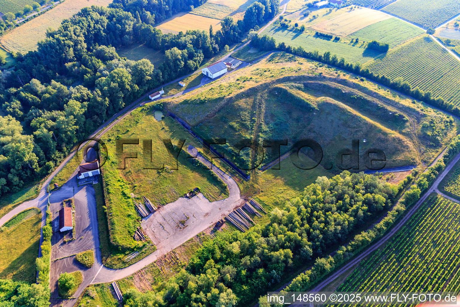 Aerial view of Closed landfill in the district Klingen in Heuchelheim-Klingen in the state Rhineland-Palatinate, Germany