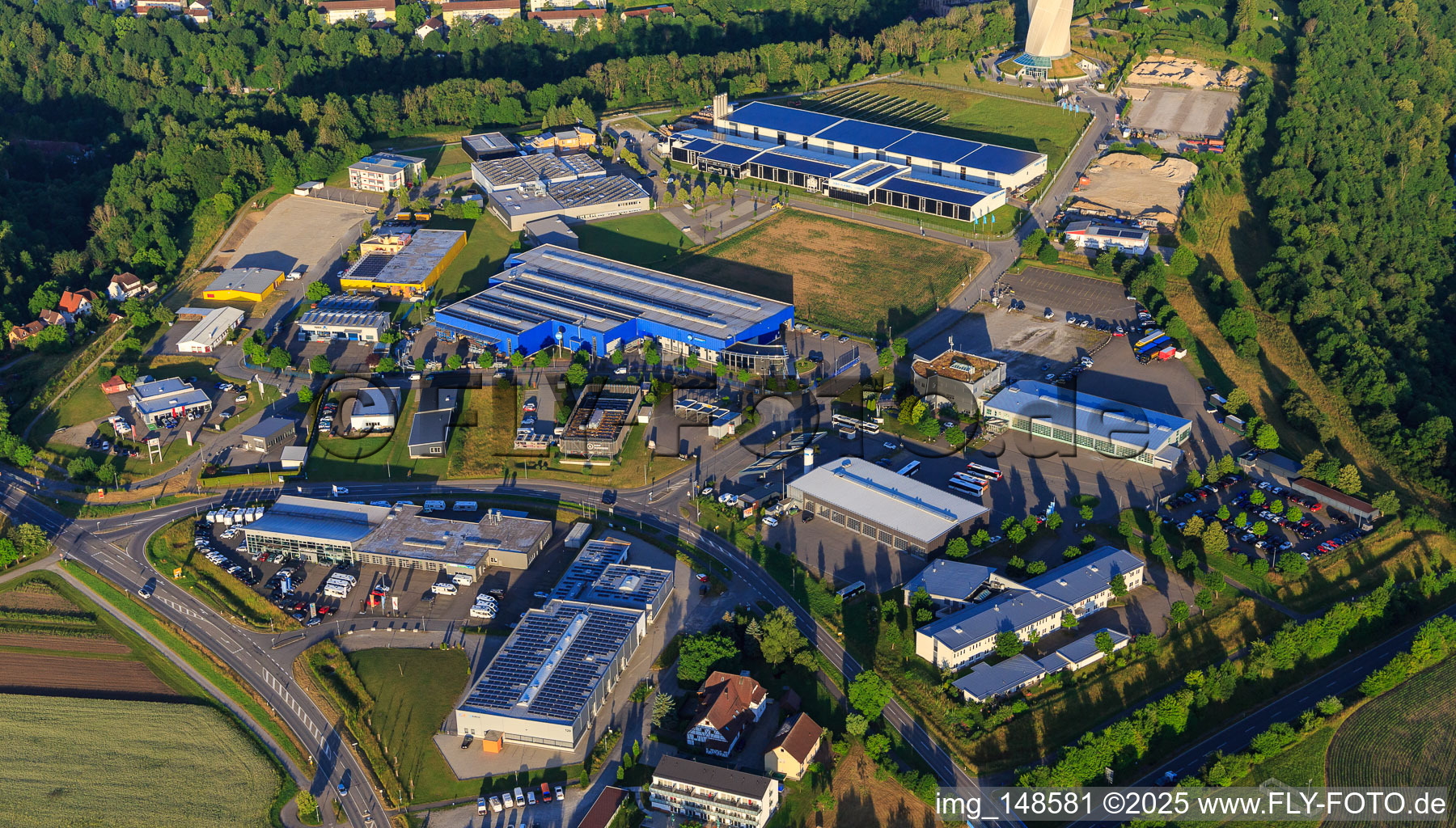 Berner Feld industrial park with AMR GmbH, XBK-KABEL logistics center, CARSIG GmbH and Kirch – engineering and products GmbH in Rottweil in the state Baden-Wuerttemberg, Germany