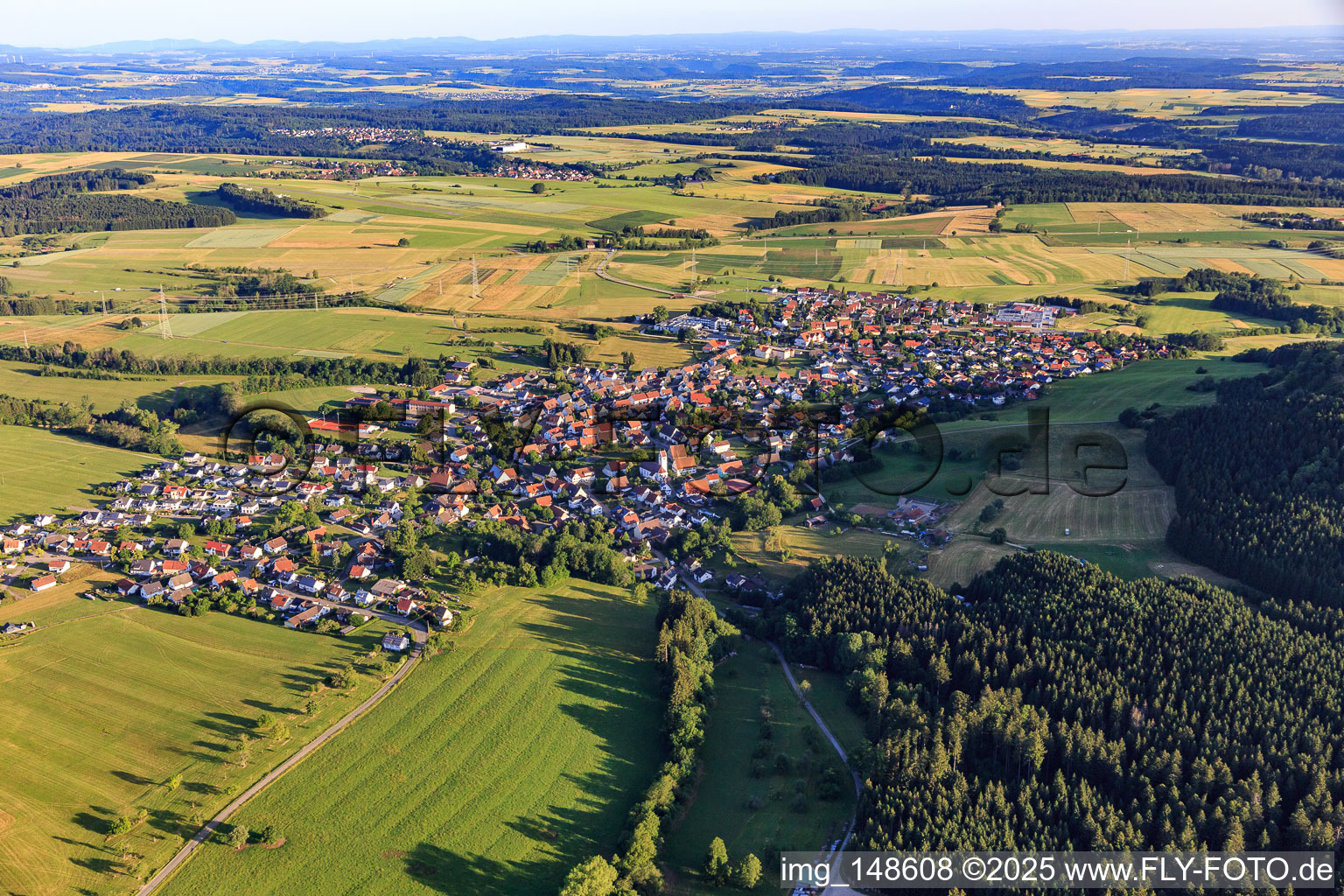 View from the southeast in the district Schörzingen in Schömberg in the state Baden-Wuerttemberg, Germany