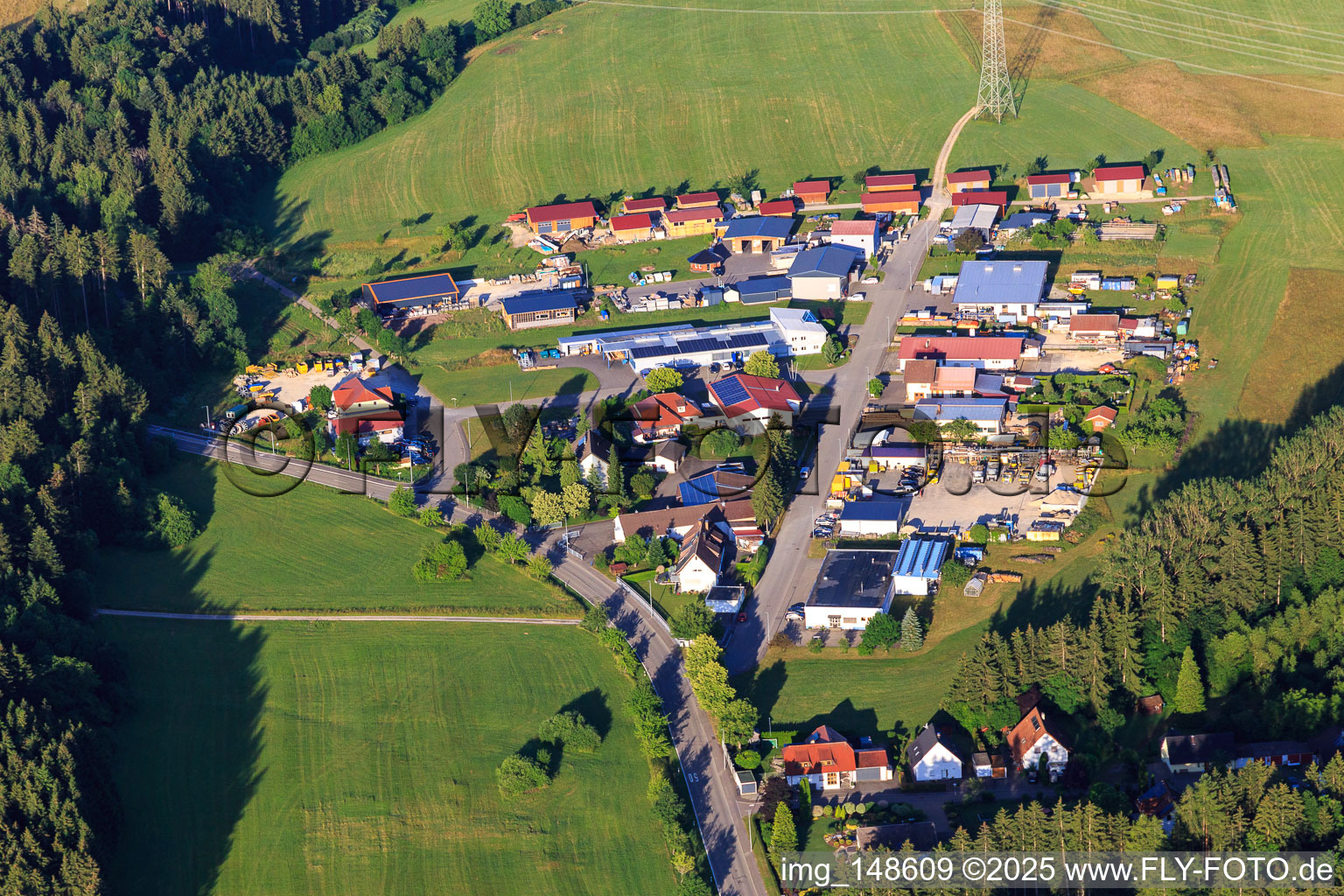 Siemensstraße industrial estate with Albrecht GmbH and THS-Transformatoren Franz Hölsch GmbH in the district Schörzingen in Schömberg in the state Baden-Wuerttemberg, Germany
