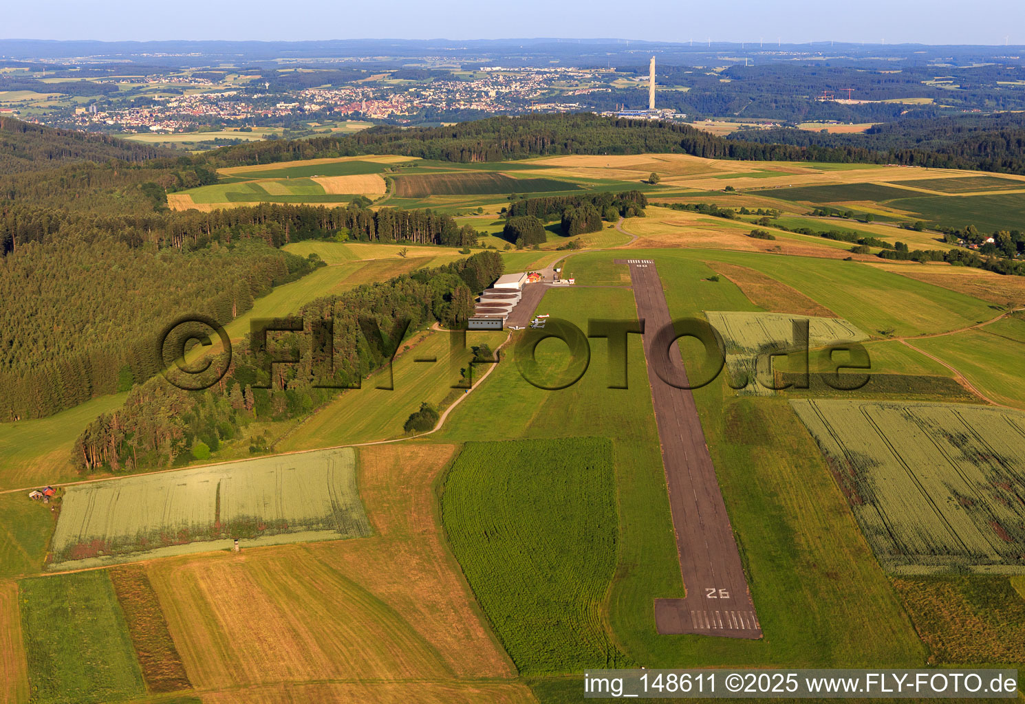 AIRFIELD ROTTWEIL - EDSZ from the east in the district Zepfenhan in Rottweil in the state Baden-Wuerttemberg, Germany