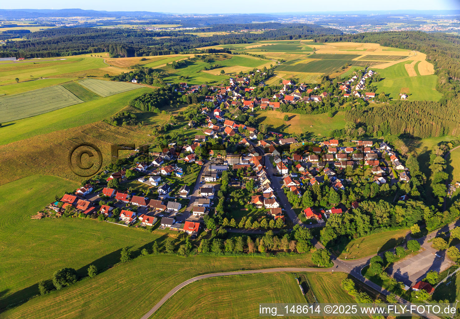 Village view from the northeast in the district Zepfenhan in Rottweil in the state Baden-Wuerttemberg, Germany