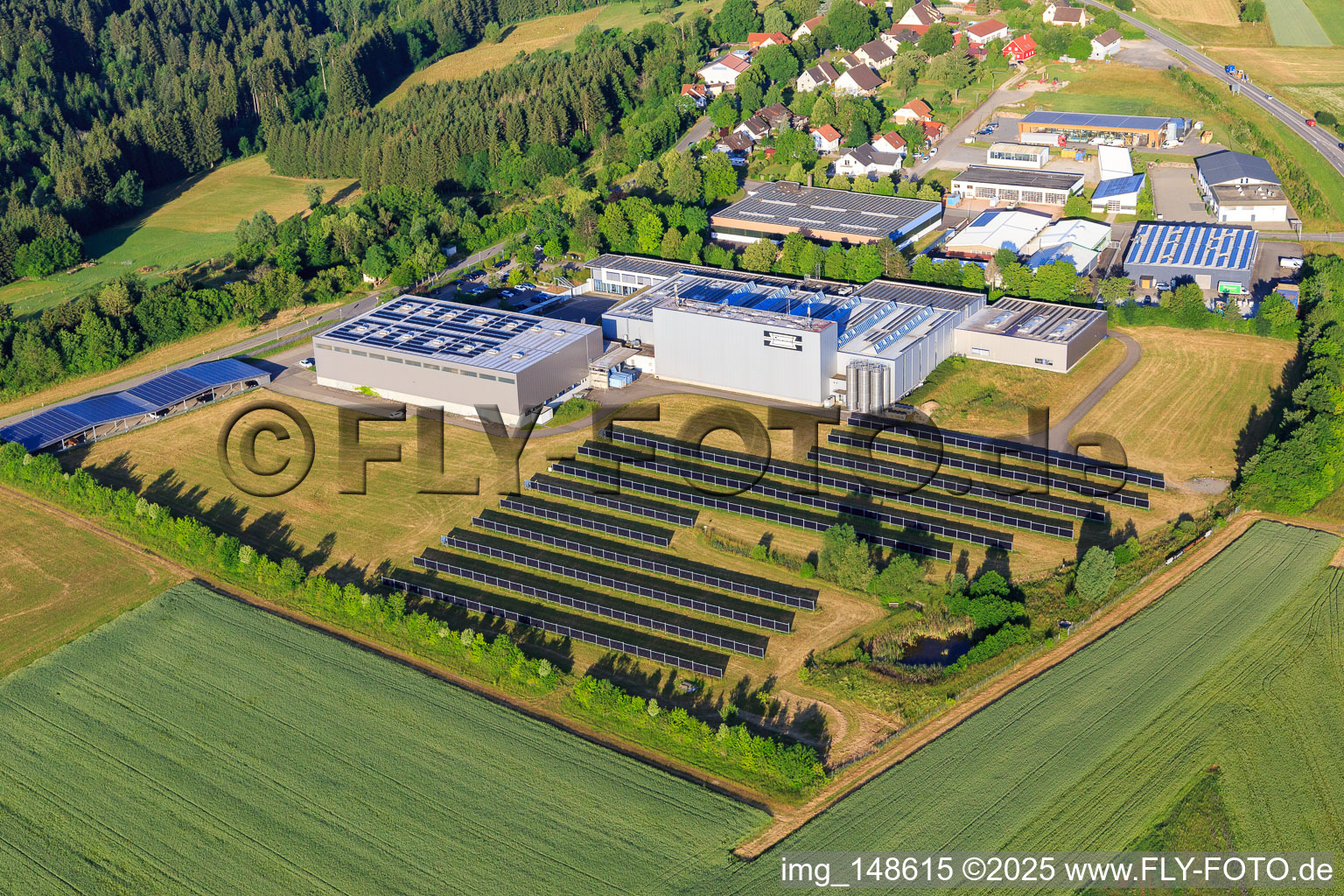 Open-space PV system at the Eferenstraße industrial estate with rio-sys and Gebr. Schwarz GmbH in the district Neukirch in Rottweil in the state Baden-Wuerttemberg, Germany