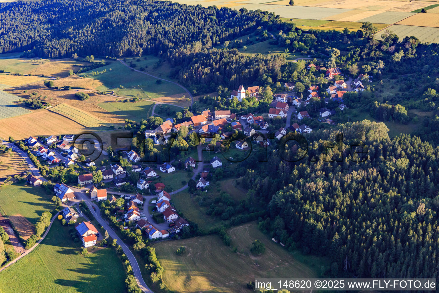 Aerial view of Village view from the southeast in the district Gößlingen in Dietingen in the state Baden-Wuerttemberg, Germany