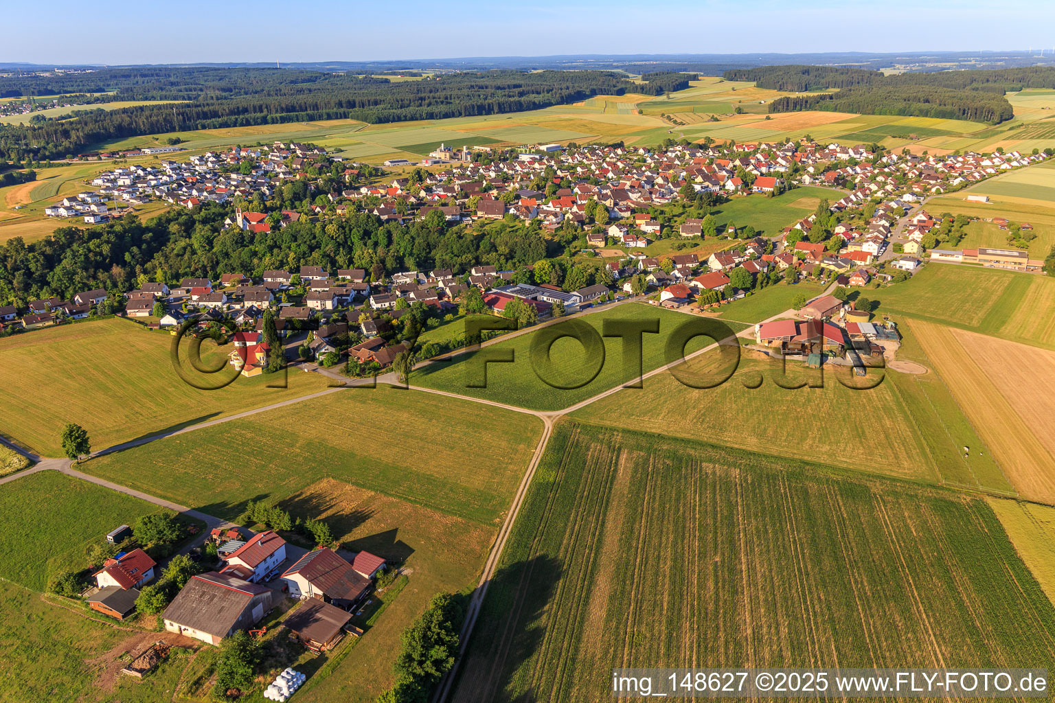 Village view from the northeast in the district Herrenzimmern in Bösingen in the state Baden-Wuerttemberg, Germany