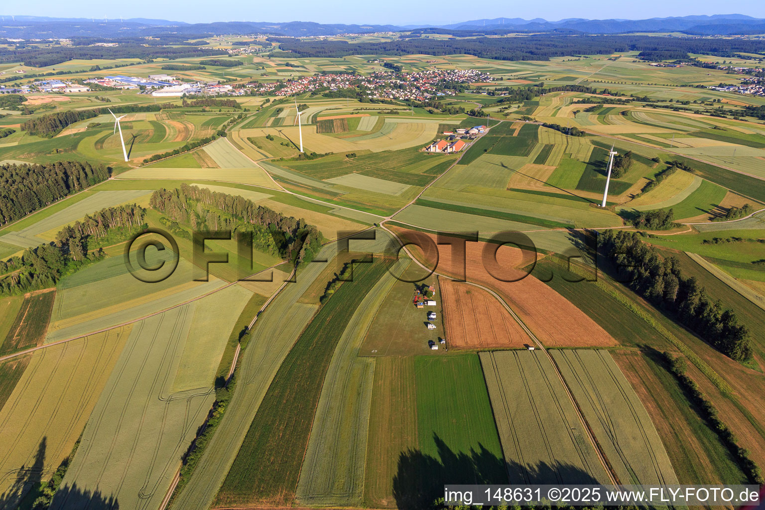 Aerial view of Special paramotor landing site in the district Waldmössingen in Schramberg in the state Baden-Wuerttemberg, Germany