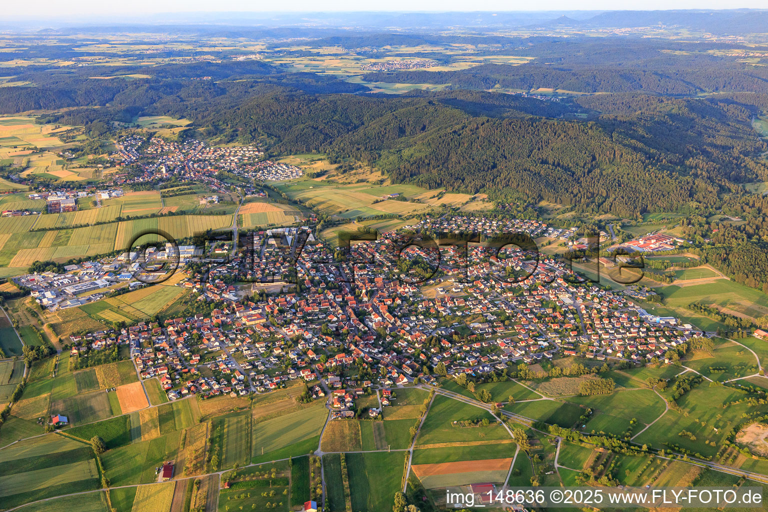 View of the town from the southwest in Vöhringen in the state Baden-Wuerttemberg, Germany