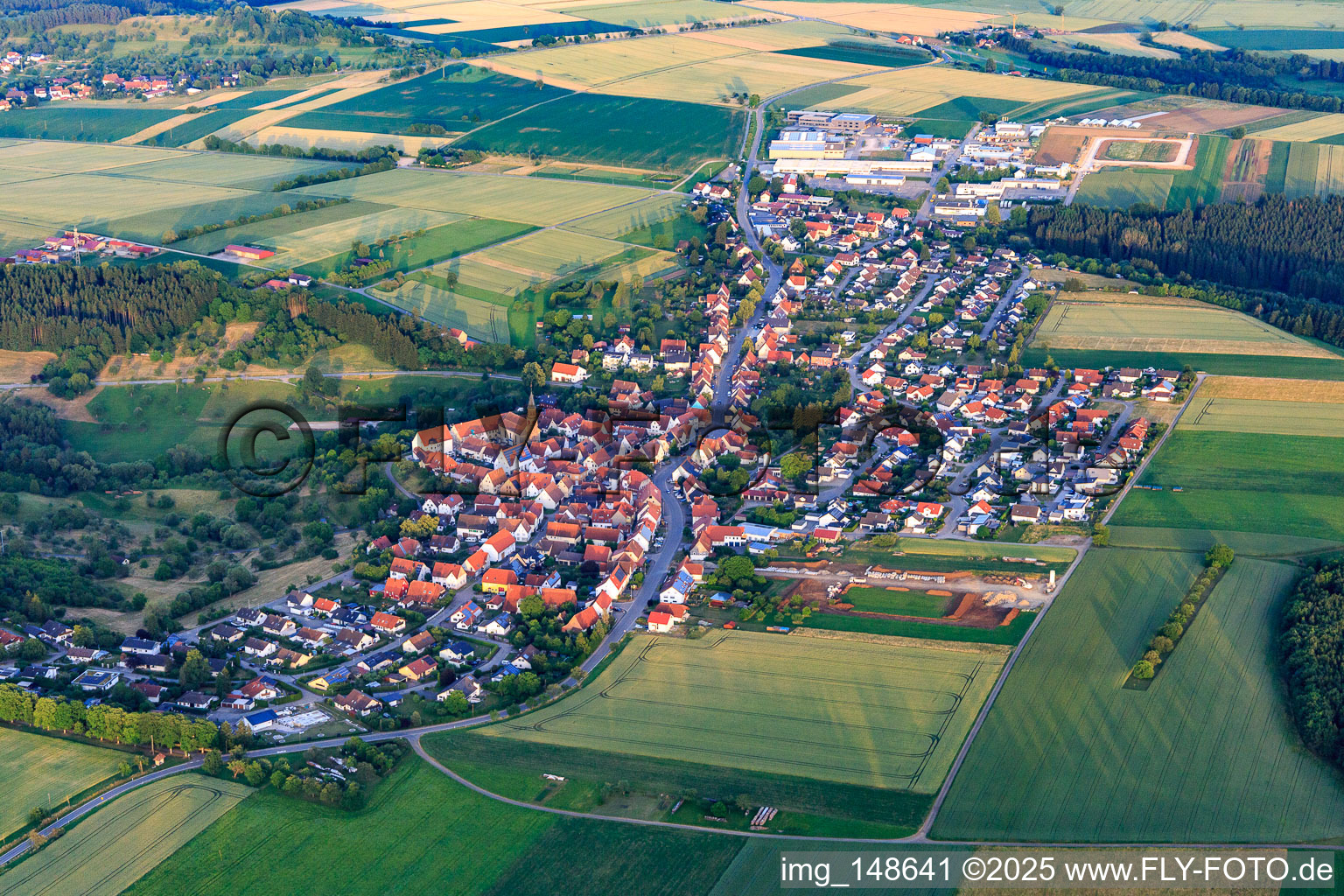 Village view from the northwest in the district Binsdorf in Geislingen in the state Baden-Wuerttemberg, Germany