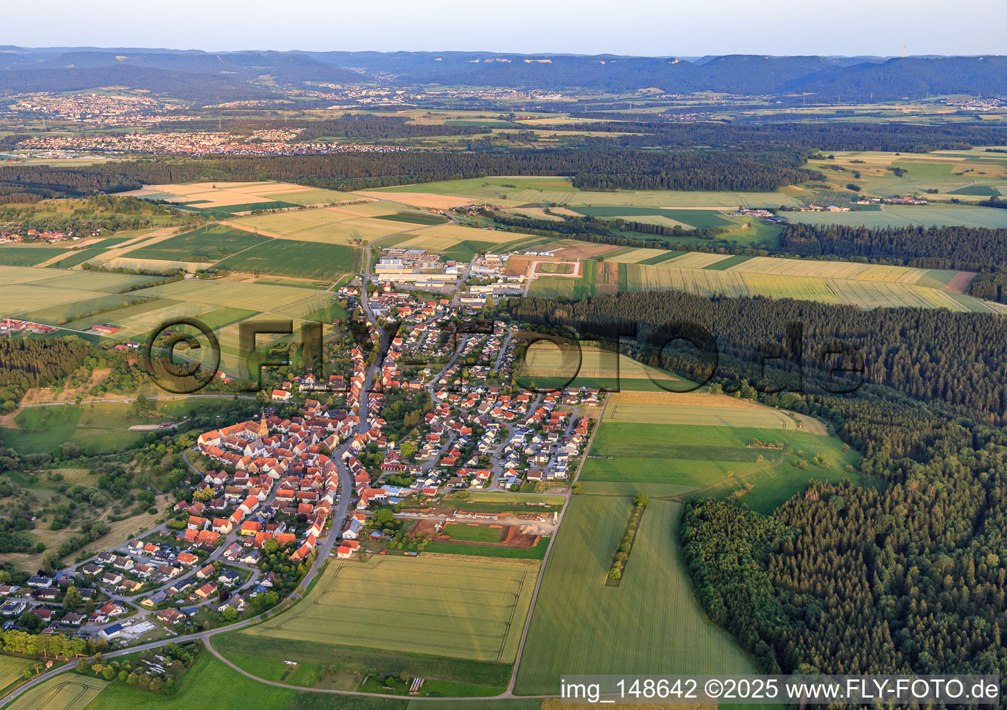 Aerial view of Village view from the northwest in the district Binsdorf in Geislingen in the state Baden-Wuerttemberg, Germany