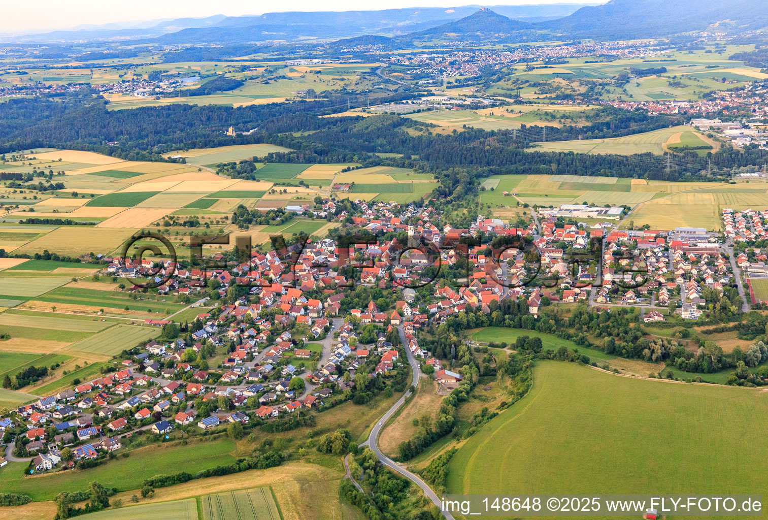 View of the town from the southwest in the district Ostdorf in Balingen in the state Baden-Wuerttemberg, Germany