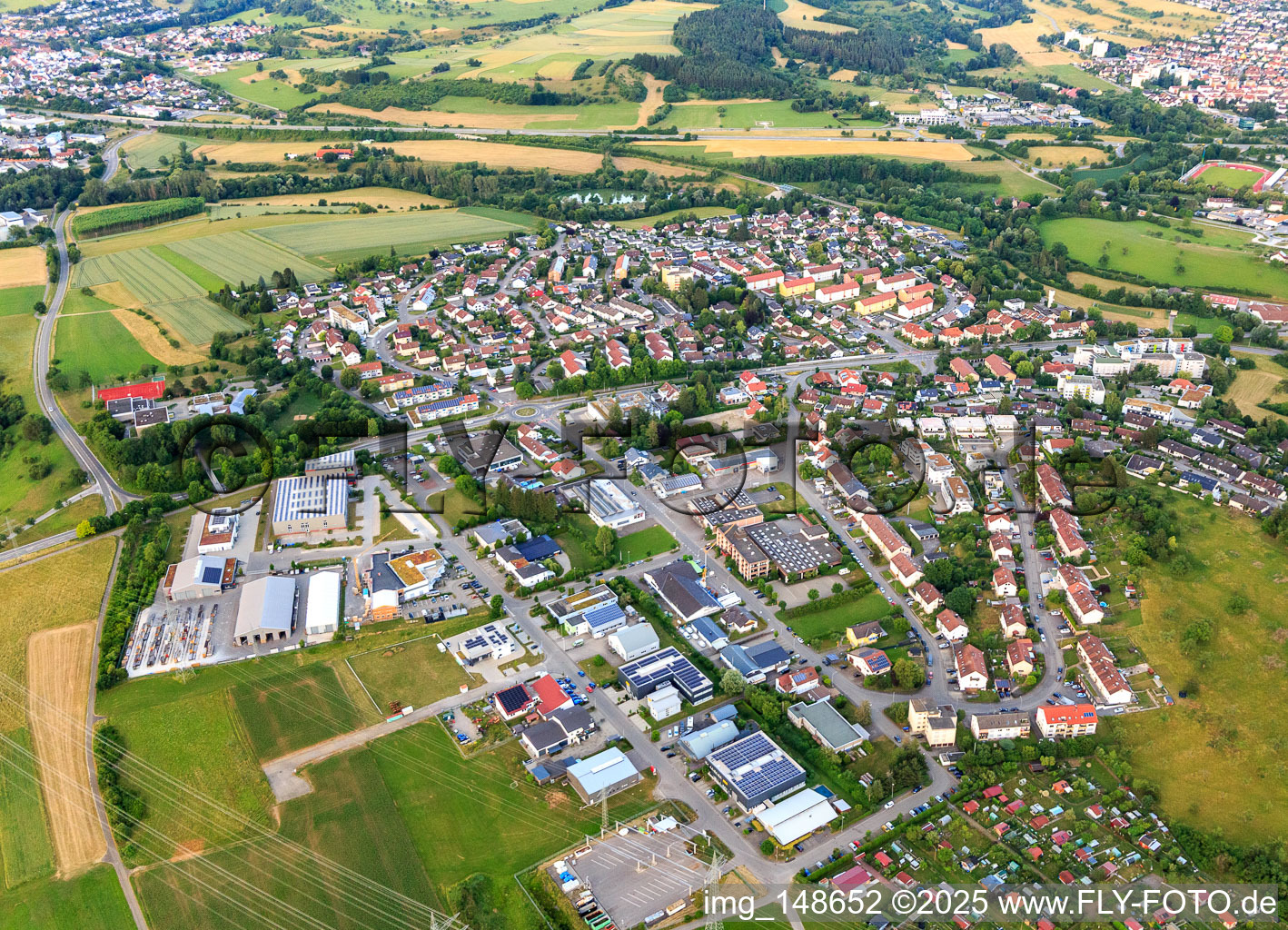 District view from the west in Balingen in the state Baden-Wuerttemberg, Germany