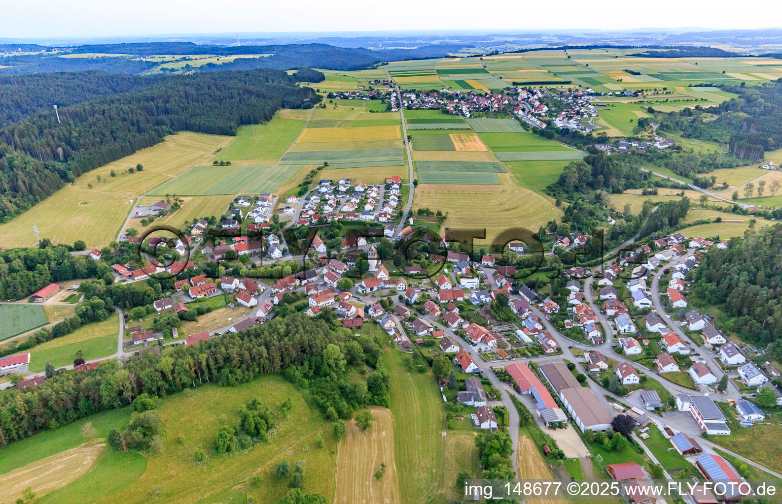 Village view from the east in Dautmergen in the state Baden-Wuerttemberg, Germany