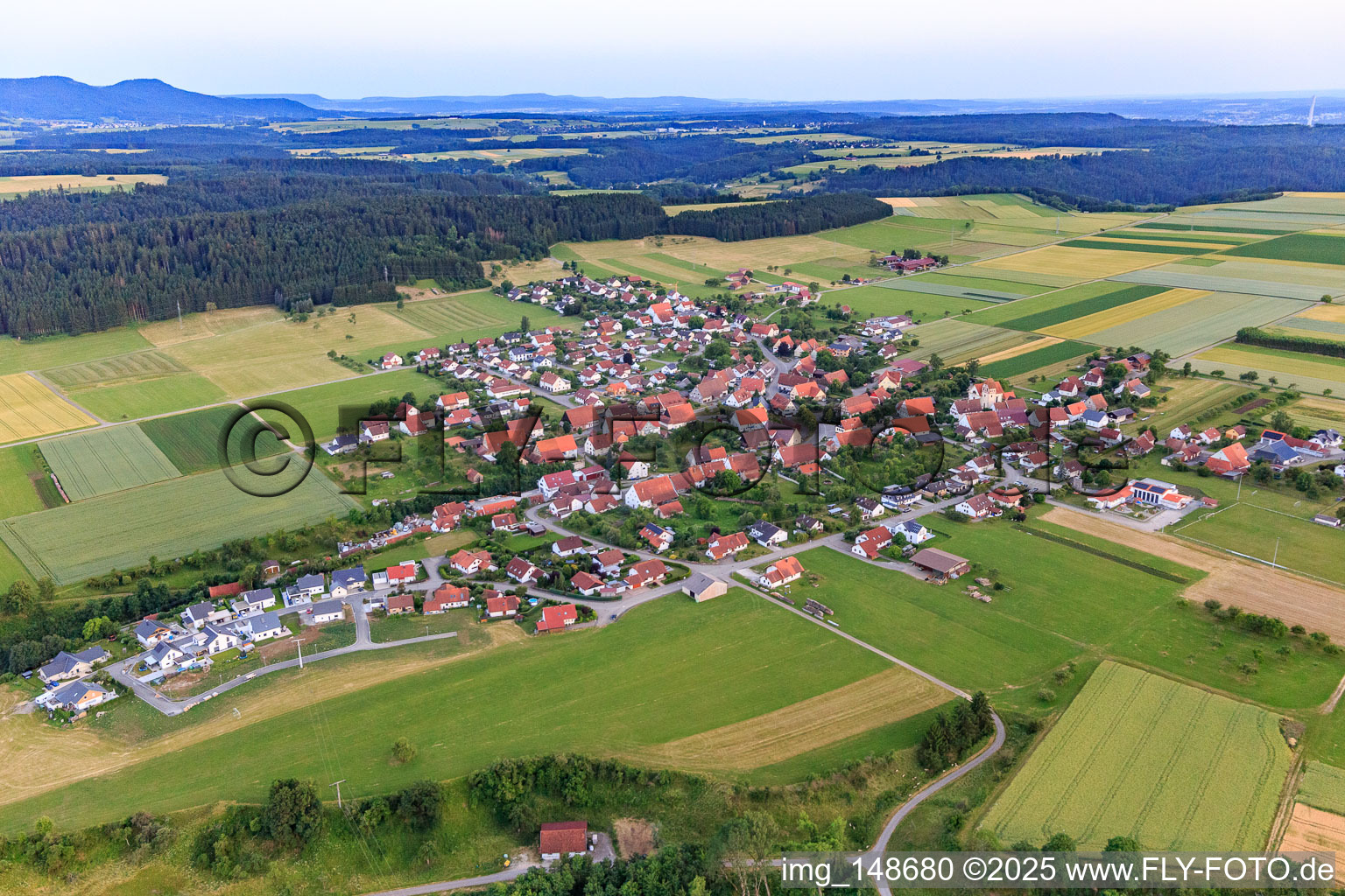 Village view from the north in the district Täbingen in Rosenfeld in the state Baden-Wuerttemberg, Germany