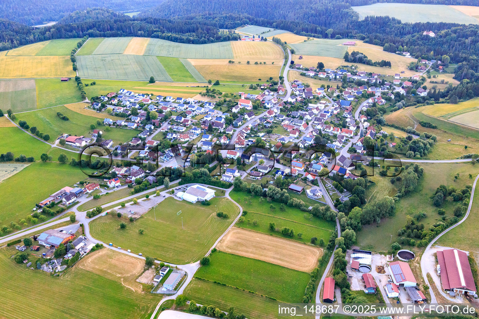 Village view from the southeast in the district Harthausen in Epfendorf in the state Baden-Wuerttemberg, Germany