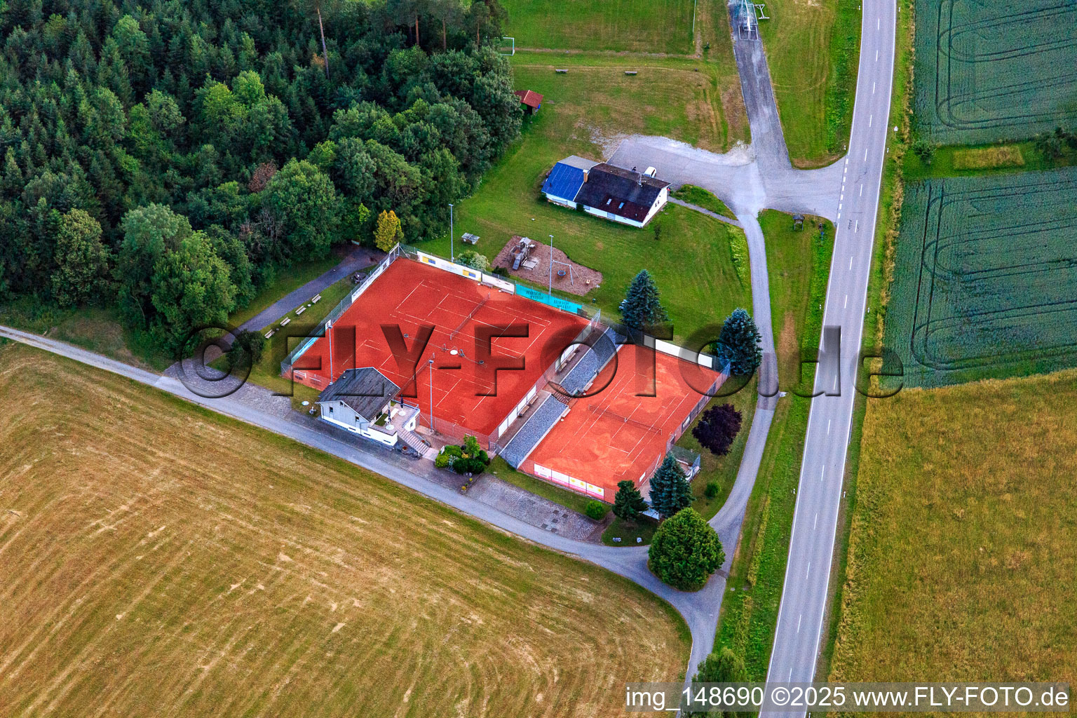 Tennis court of HTC Harthausen 1998 eV in the district Harthausen in Epfendorf in the state Baden-Wuerttemberg, Germany