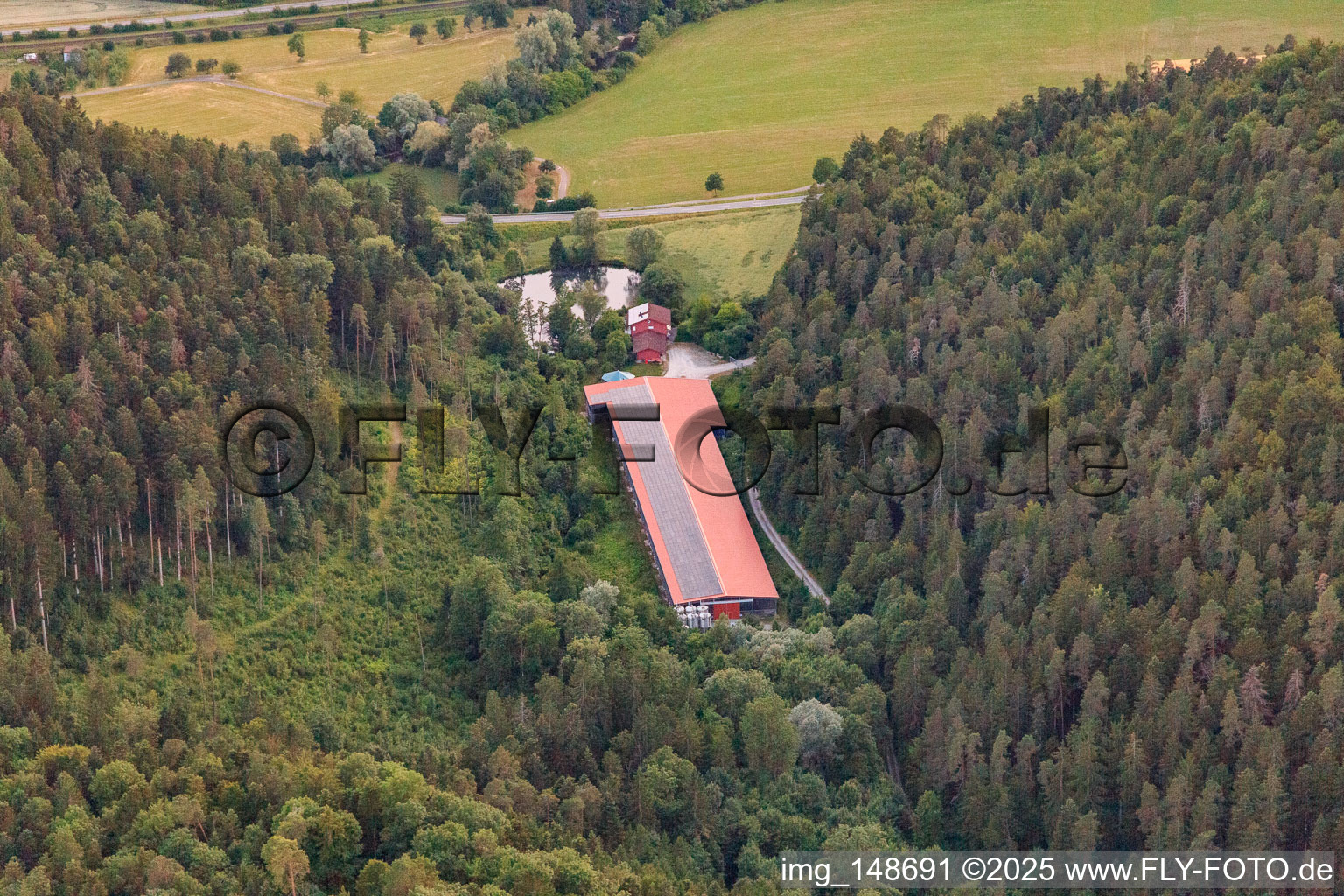 Agricultural hall in the Schenkbachtal in Epfendorf in the state Baden-Wuerttemberg, Germany