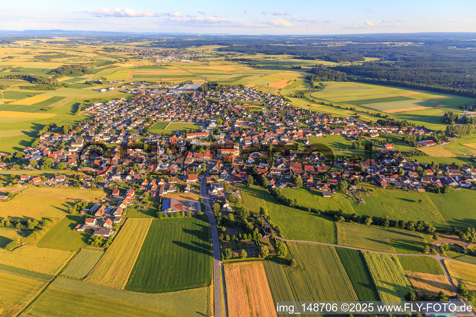 View from the north in the district Seedorf in Dunningen in the state Baden-Wuerttemberg, Germany