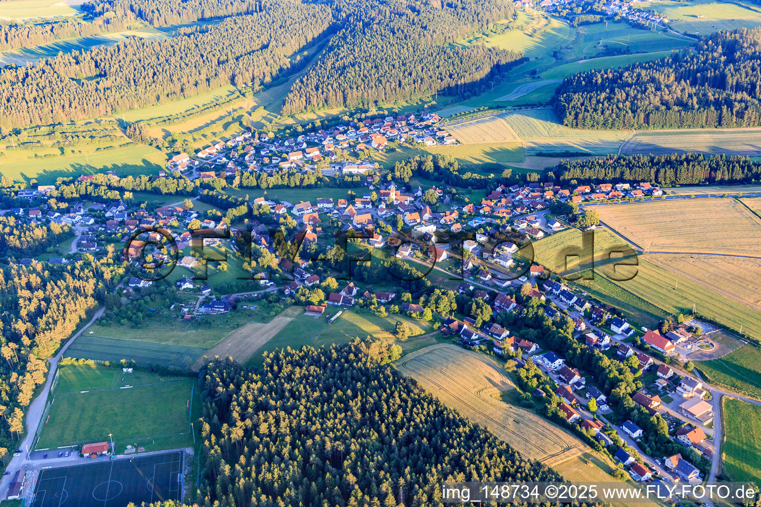 Overview of the town from the northwest in the district Kappel in Niedereschach in the state Baden-Wuerttemberg, Germany