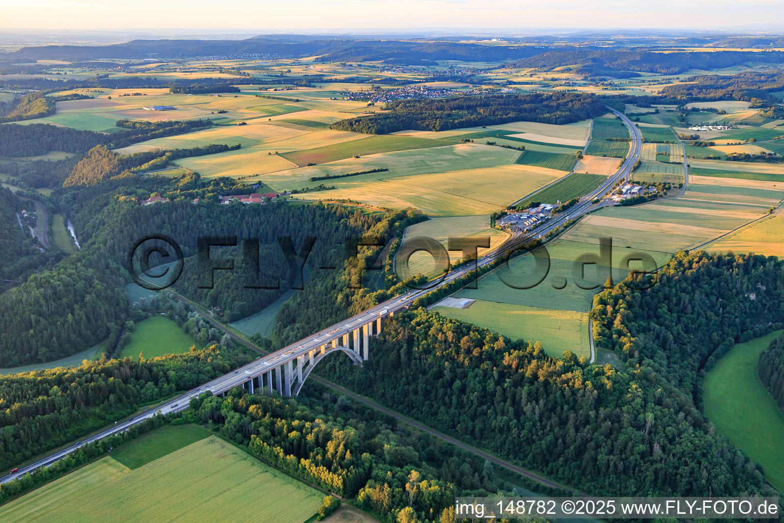Construction site on the Neckarburg Bridge for the A81 in Rottweil in the state Baden-Wuerttemberg, Germany
