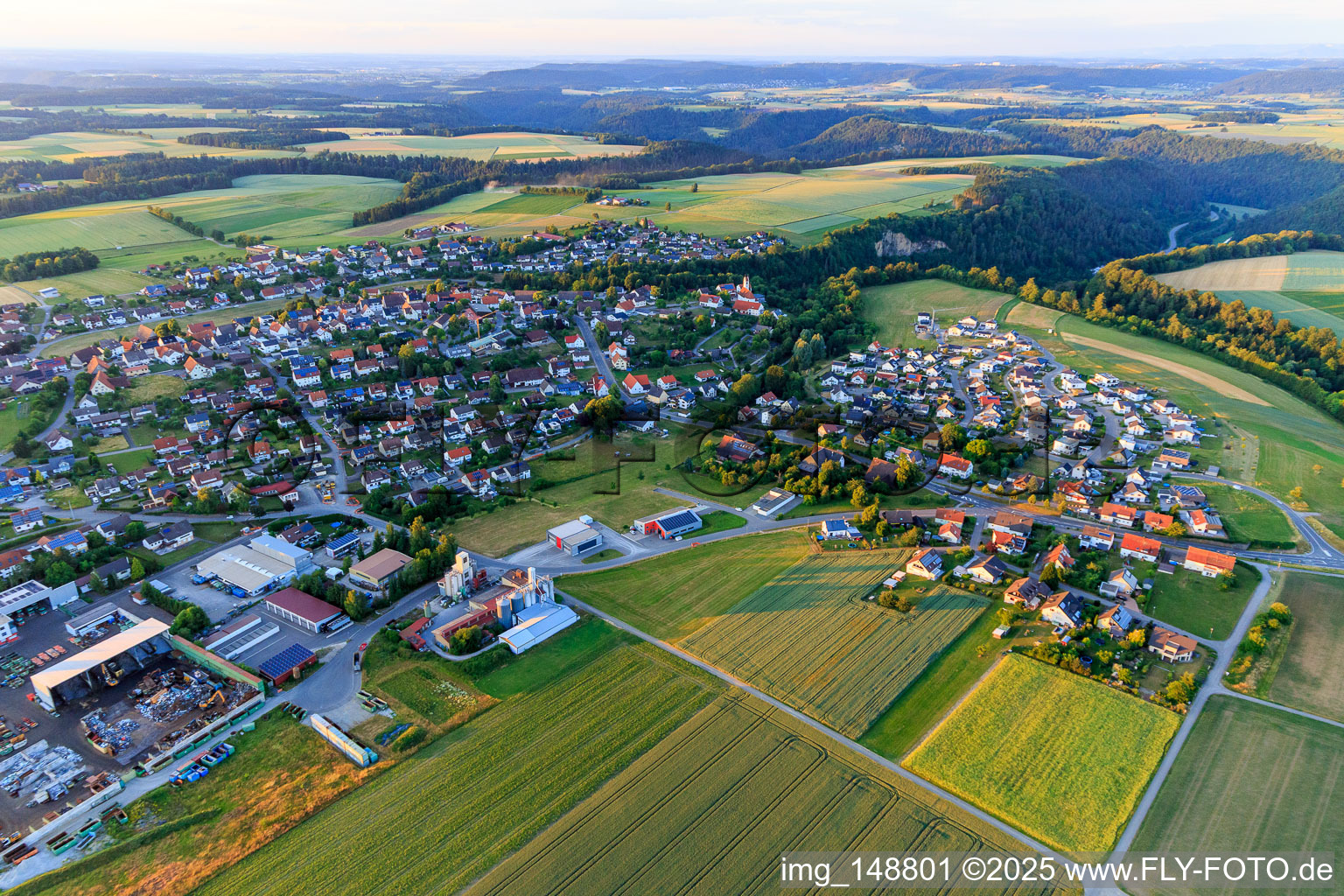 View of the town from the southwest in the district Herrenzimmern in Bösingen in the state Baden-Wuerttemberg, Germany