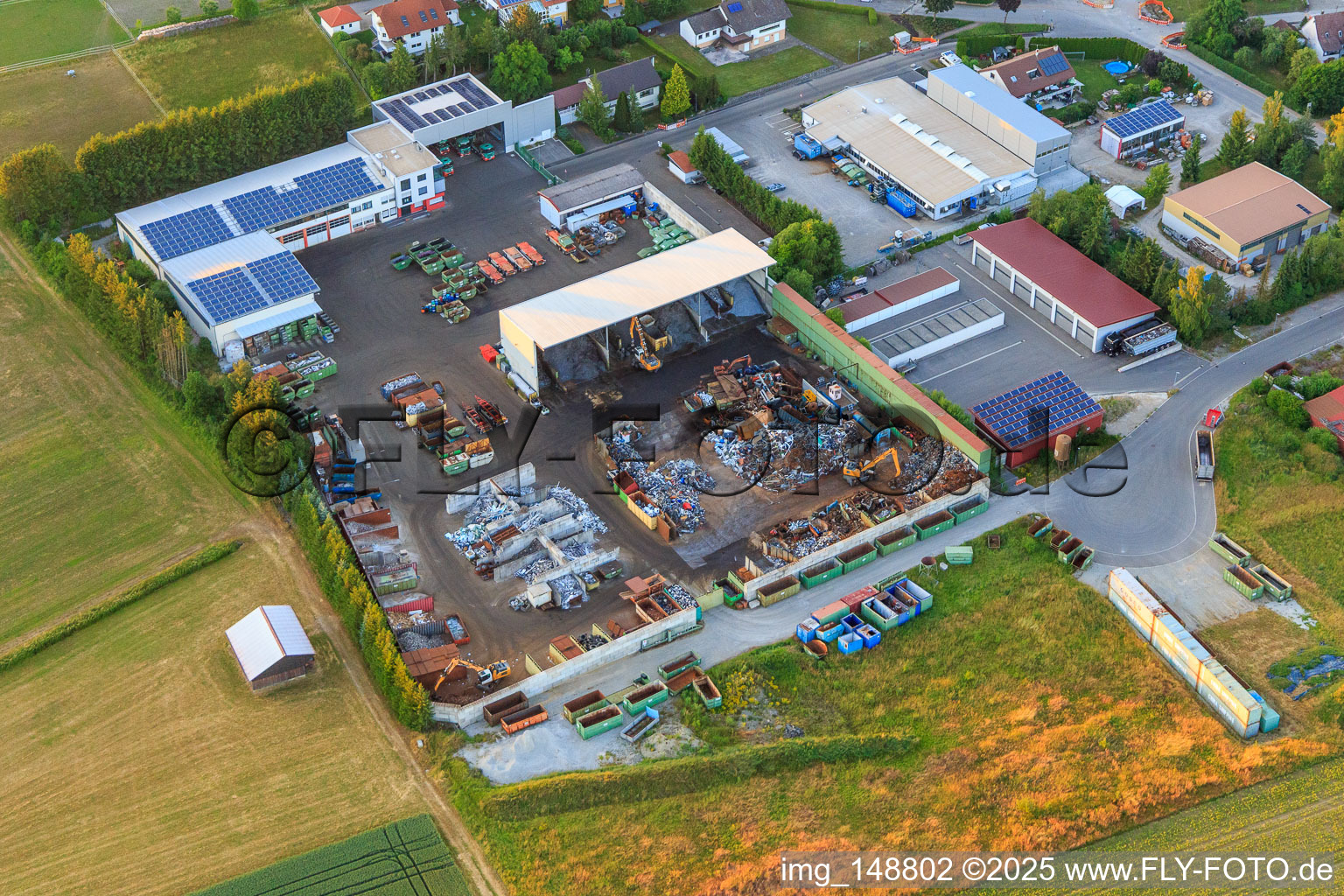 Aerial view of Waste disposal company Bihl GmbH in the district Herrenzimmern in Bösingen in the state Baden-Wuerttemberg, Germany