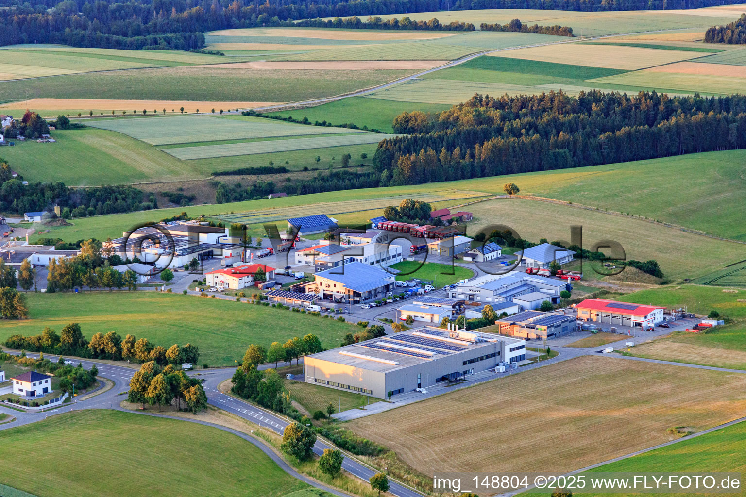 Pfarrbrühl/Riedstraße industrial park with BAH Industrial Solutions GmbH, Bösinger Fleischwaren GmbH and LTT. GmbH & Co. KG Laser Processing in Bösingen in the state Baden-Wuerttemberg, Germany