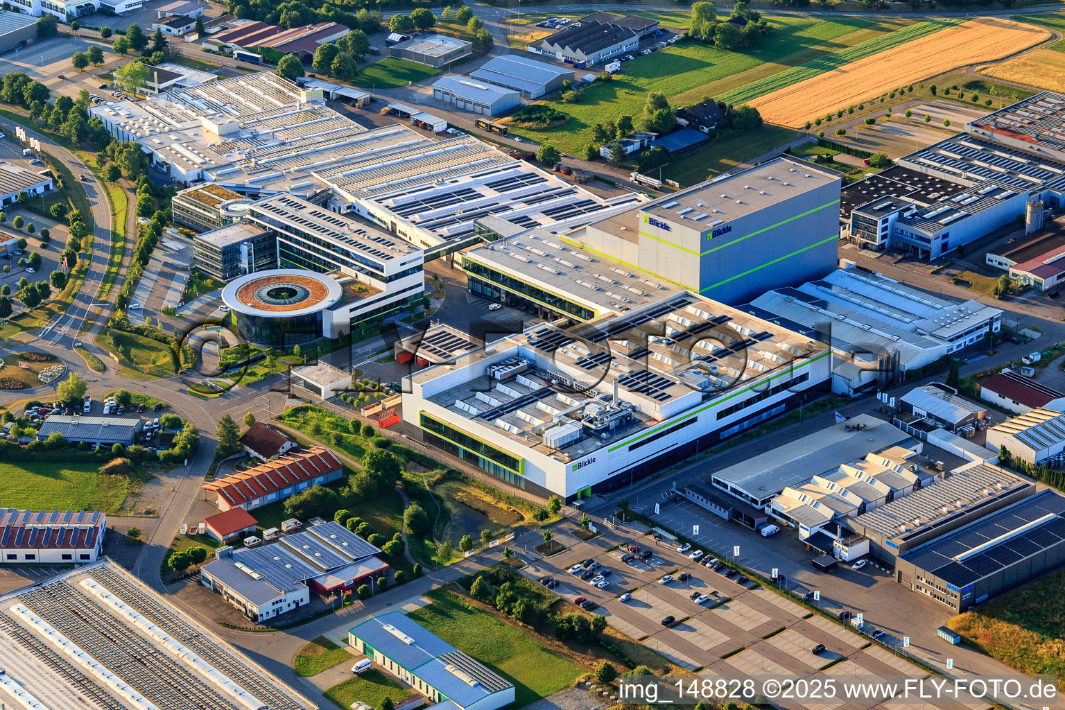 Heinrich-Blickle-Straße industrial park with chefbeschlag GmbH, MAFU Group, and Blickle Räder+Rollen GmbH u. Co. KG in Rosenfeld in the state Baden-Wuerttemberg, Germany